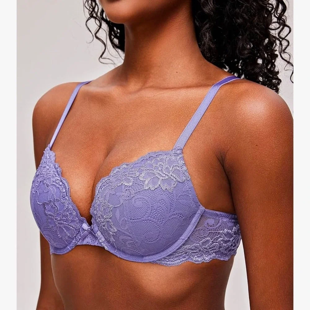 Deyllo Women’s Push Up Purple Lace Padded Underwire Bra (BNWOT) - Picture 2 of 4